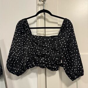 Black Polka Dot Women's Top